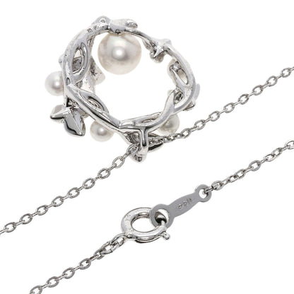 MIKIMOTO Leaf Akoya Pearl Pearl Necklace Silver Ladies [Used]