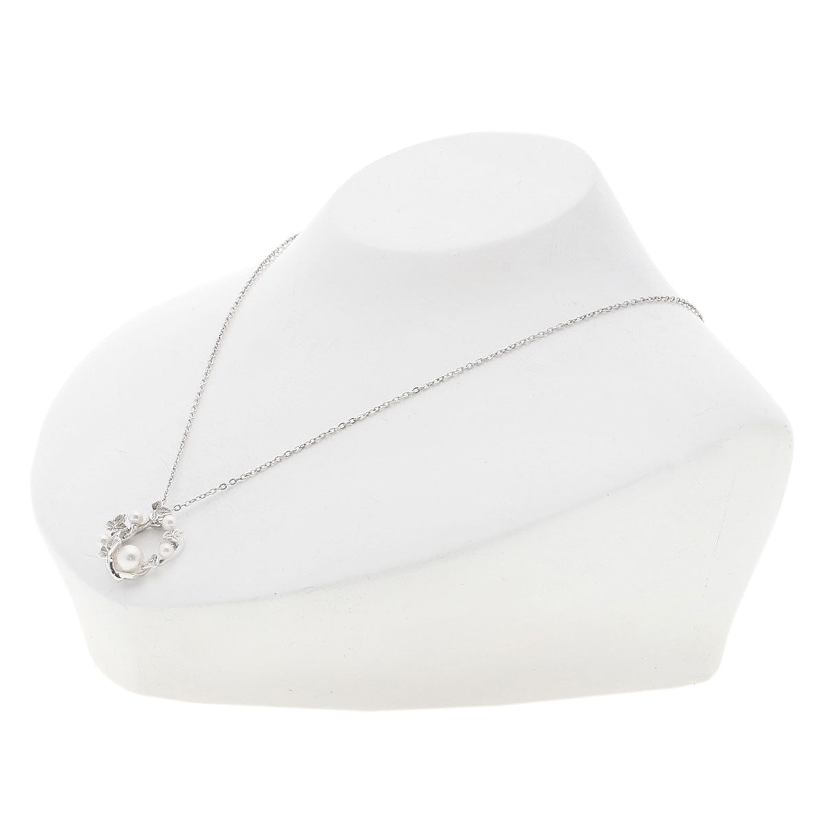 MIKIMOTO Leaf Akoya Pearl Pearl Necklace Silver Ladies [Used]