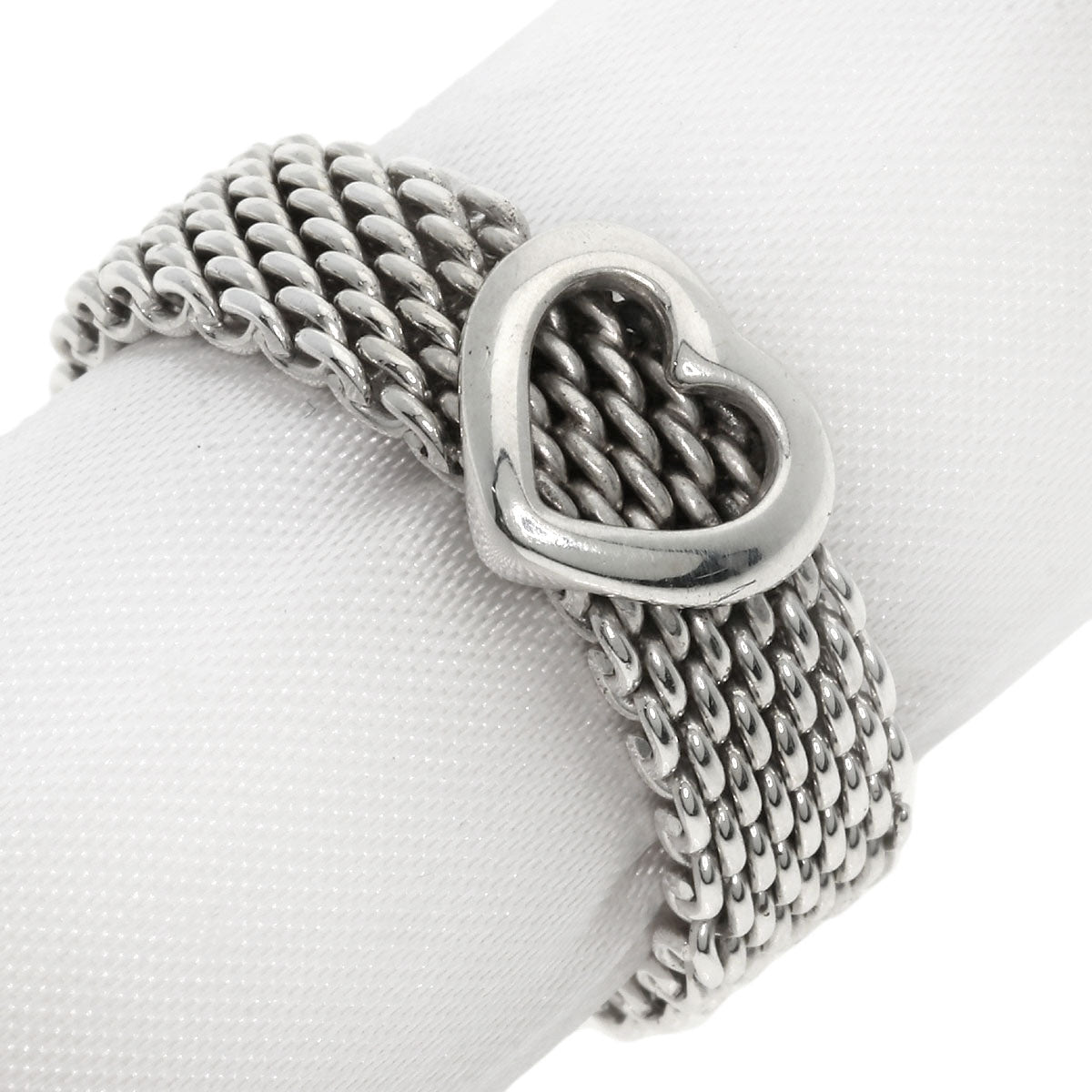 TIFFANY&Co. Somerset mesh Ring Silver Ladies [Used]