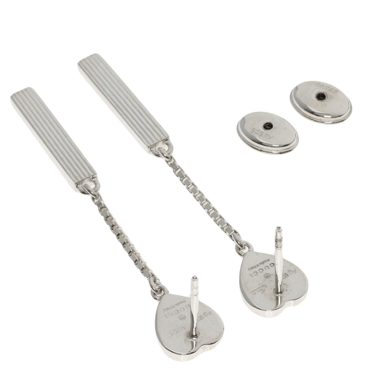 GUCCI Logo Drop earring Silver Ladies [Used]