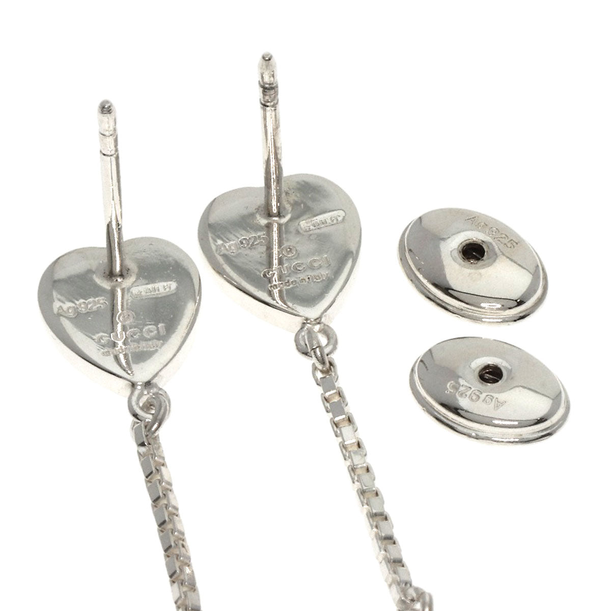 GUCCI Logo Drop earring Silver Ladies [Used]