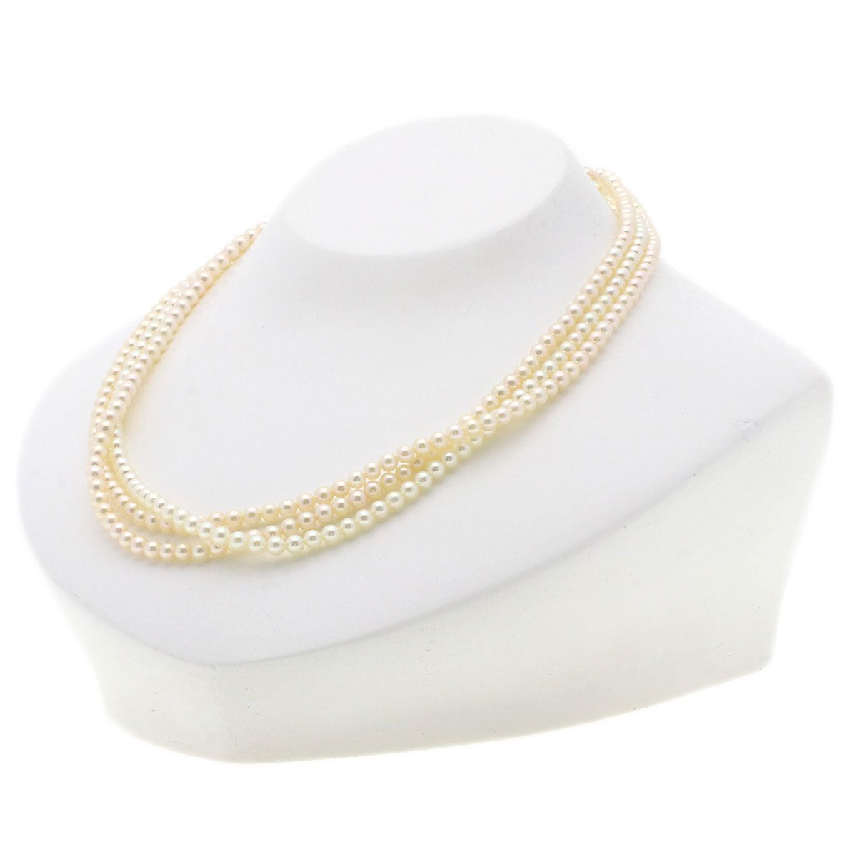 SEIKO   Necklace Baby Pearl Pearl Ribbon 3-Row Diamond K18 Yellow Gold Ladies