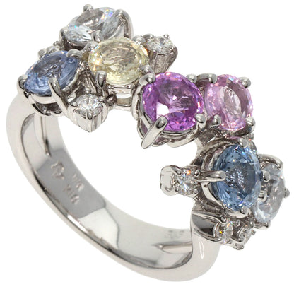 Ponte Vecchio   Ring Flower motif Sapphire Diamond K18 White Gold Ladies