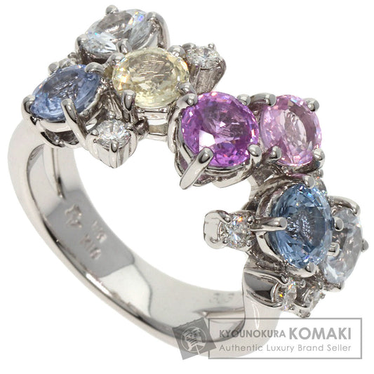 Ponte Vecchio   Ring Flower motif Sapphire Diamond K18 White Gold Ladies