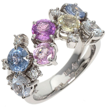 Ponte Vecchio   Ring Flower motif Sapphire Diamond K18 White Gold Ladies