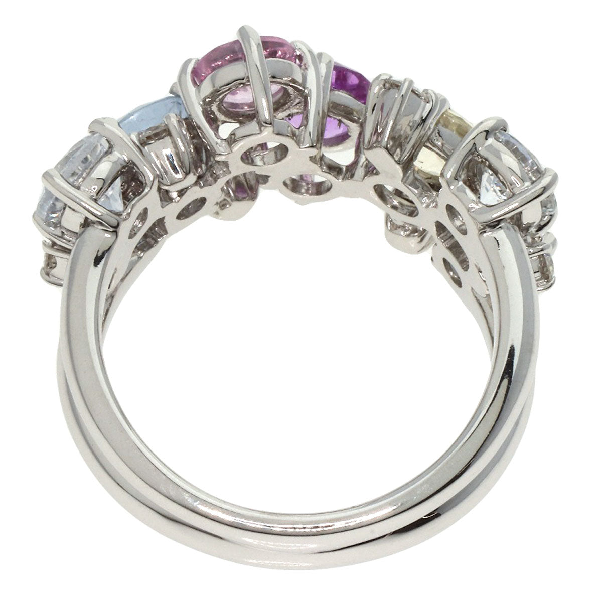 Ponte Vecchio   Ring Flower motif Sapphire Diamond K18 White Gold Ladies