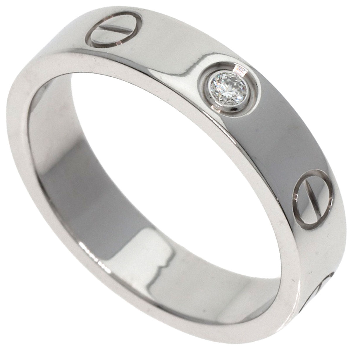 CARTIER   Ring mini love ring 1P Diamond #47 K18 White Gold Ladies