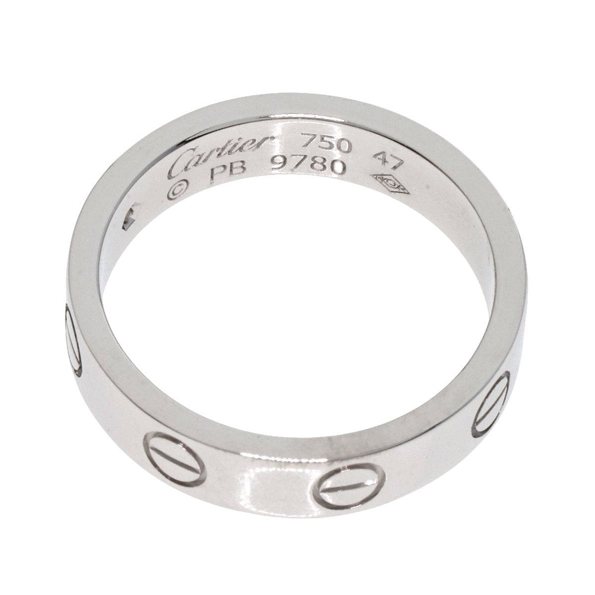 CARTIER   Ring mini love ring 1P Diamond #47 K18 White Gold Ladies