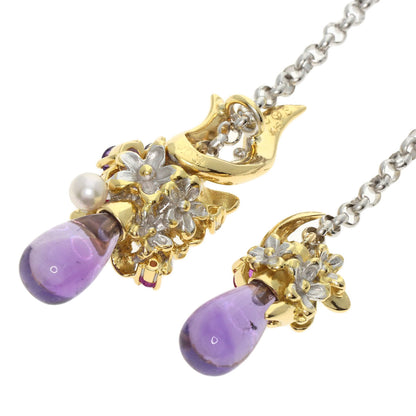 0.03ct Amethyst Saori Tajima Flower motif Pendant top K18 Yellow Gold 16.4g　Ladies