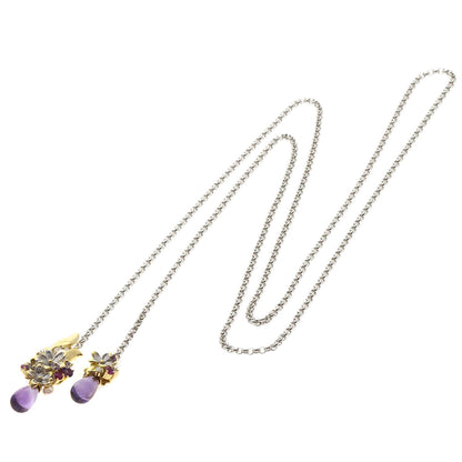 0.03ct Amethyst Saori Tajima Flower motif Pendant top K18 Yellow Gold 16.4g　Ladies