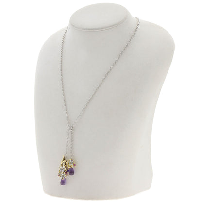 0.03ct Amethyst Saori Tajima Flower motif Pendant top K18 Yellow Gold 16.4g　Ladies