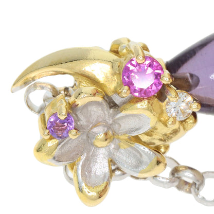 0.03ct Amethyst Saori Tajima Flower motif Pendant top K18 Yellow Gold 16.4g　Ladies