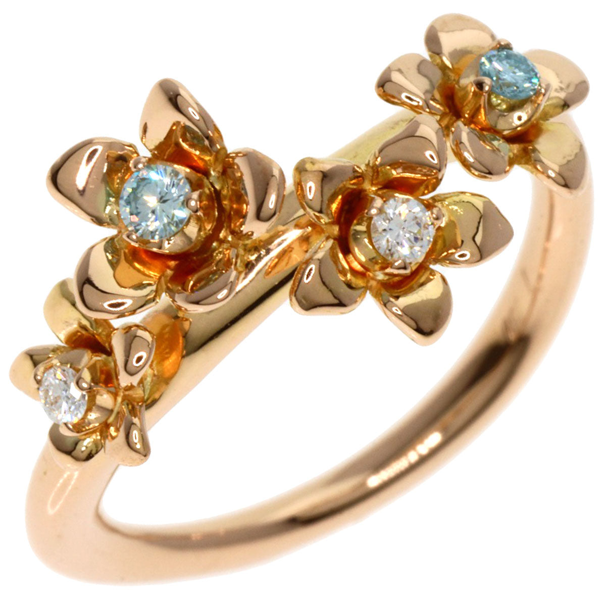 Ponte Vecchio   Ring Flower motif Diamond K18 Pink Gold Ladies