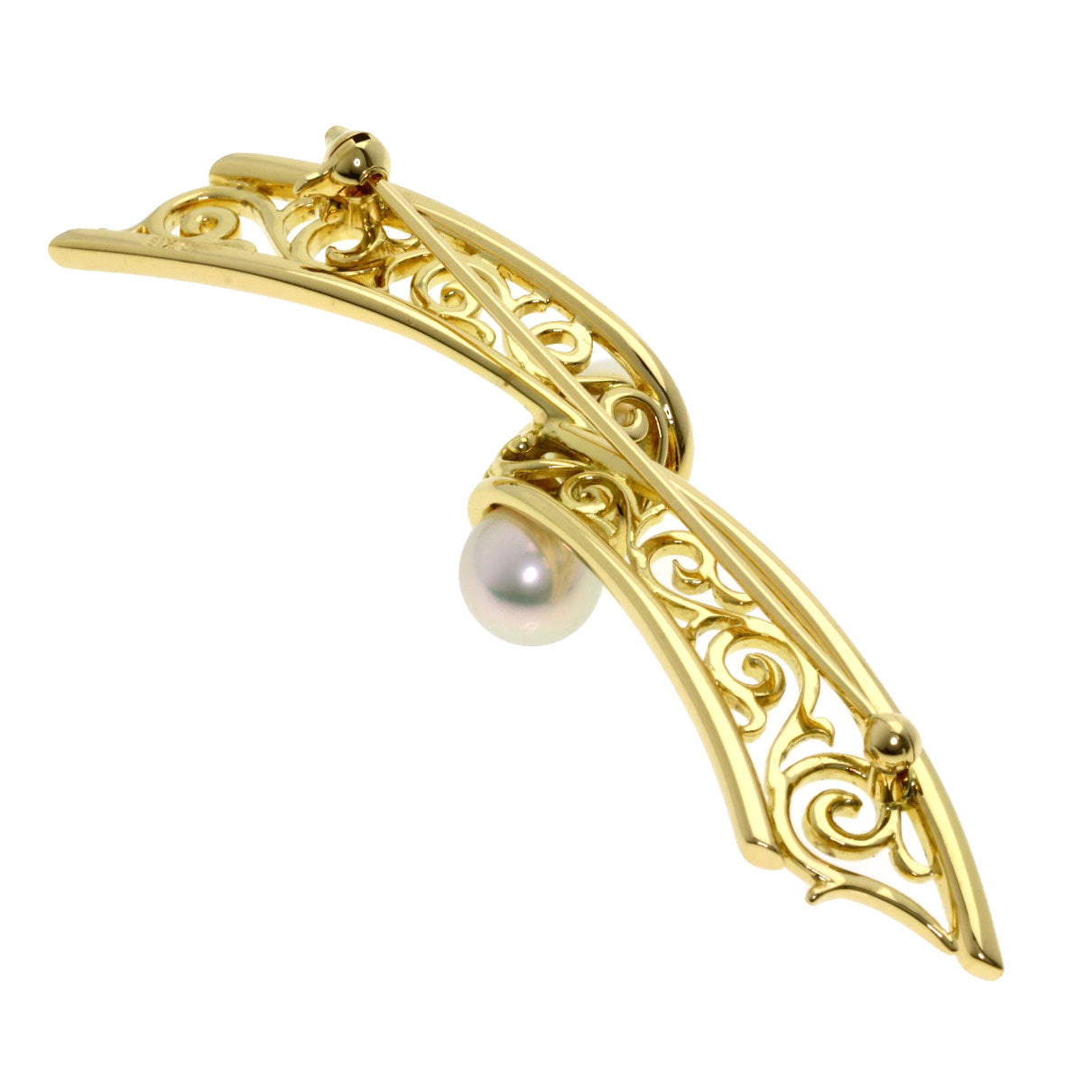 MIKIMOTO   Brooch Akoya Pearl Pearl Diamond K18 Yellow Gold Ladies