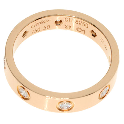 CARTIER mini love ring full Diamond #50 Ring K18 Pink Gold Ladies [Used]
