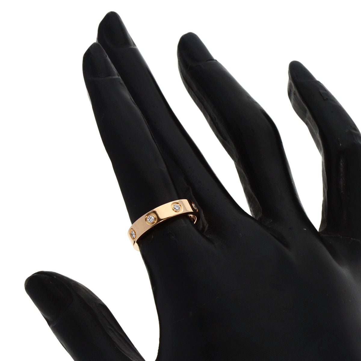 CARTIER mini love ring full Diamond #50 Ring K18 Pink Gold Ladies [Used]