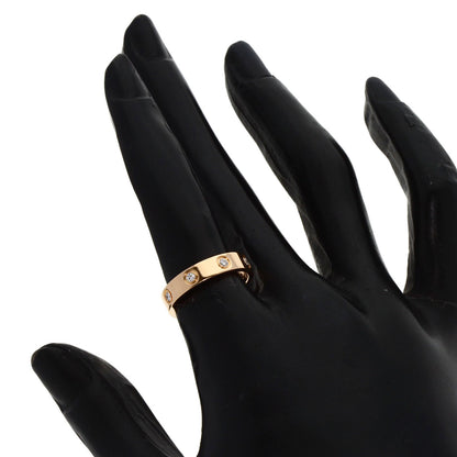 CARTIER mini love ring full Diamond #50 Ring K18 Pink Gold Ladies [Used]