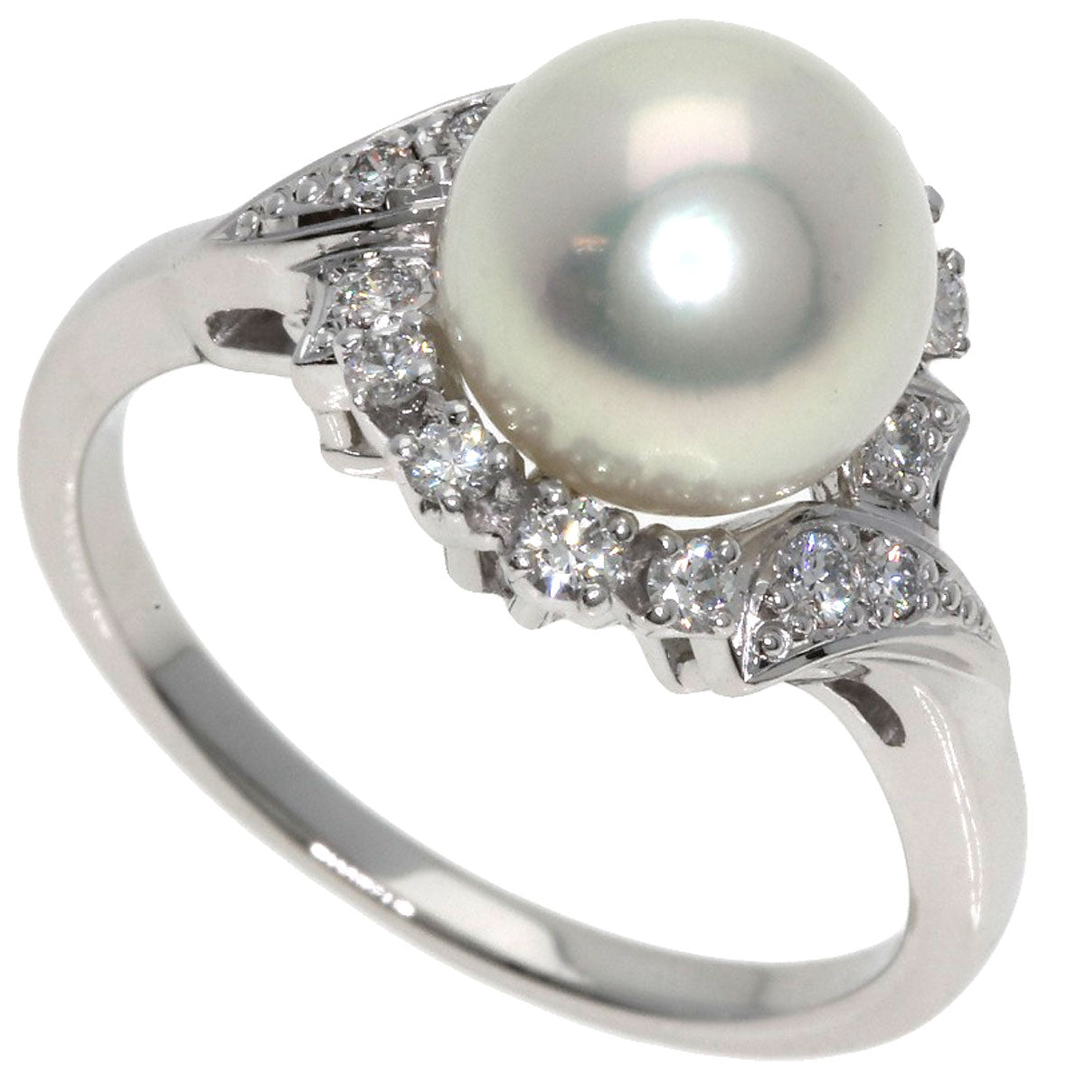 MIKIMOTO Akoya Pearl Pearl Diamond Ring Platinum PT950 Ladies [Used]
