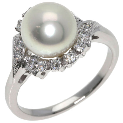 MIKIMOTO Akoya Pearl Pearl Diamond Ring Platinum PT950 Ladies [Used]