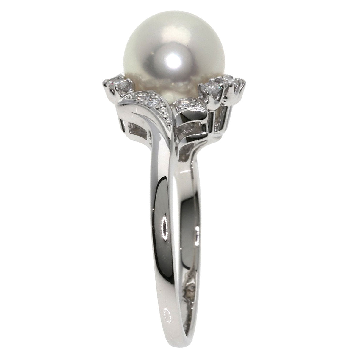 MIKIMOTO Akoya Pearl Pearl Diamond Ring Platinum PT950 Ladies [Used]