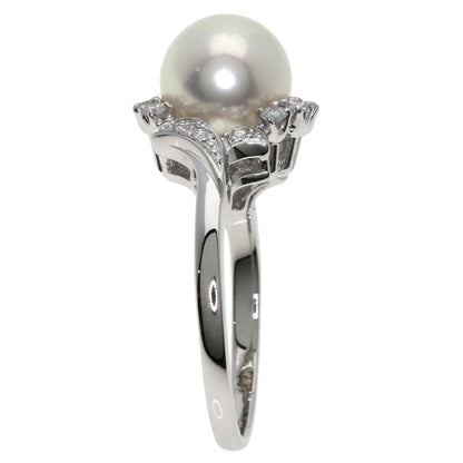 MIKIMOTO Akoya Pearl Pearl Diamond Ring Platinum PT950 Ladies [Used]