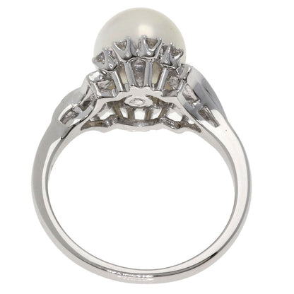 MIKIMOTO Akoya Pearl Pearl Diamond Ring Platinum PT950 Ladies [Used]