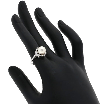 MIKIMOTO Akoya Pearl Pearl Diamond Ring Platinum PT950 Ladies [Used]