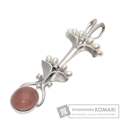 TASAKI Rose Quartz Pearl Diamond Pendant top K14 White Gold Ladies [Used]