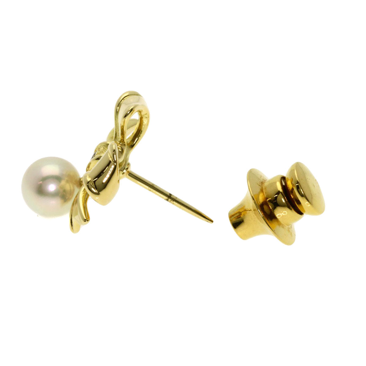 MIKIMOTO   Tie pin Ribbon motif pearl K18 Yellow Gold mens