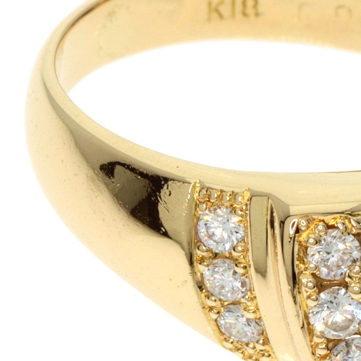 0.26ct Emerald Diamond Ring K18 Yellow Gold  8.27g　Ladies