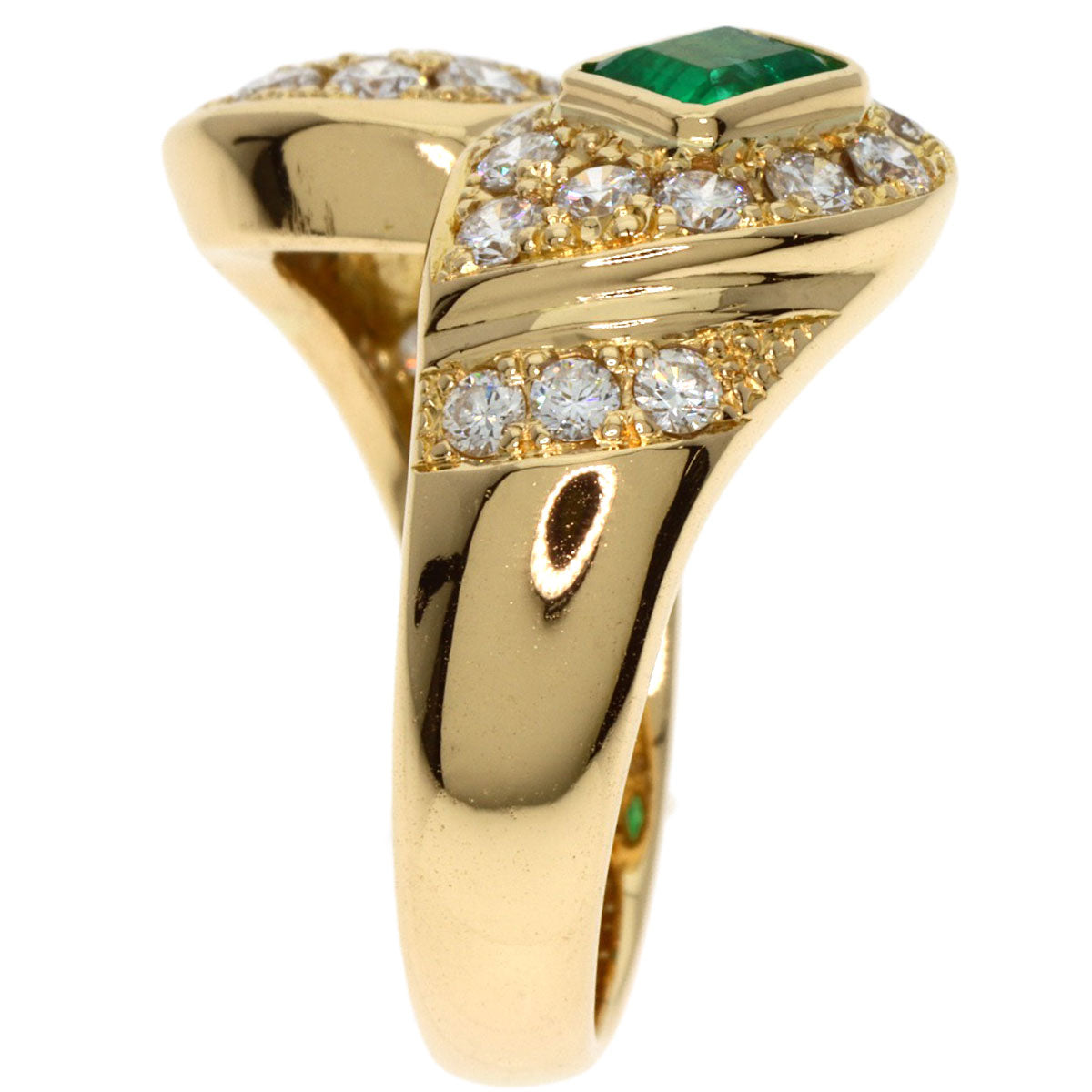 0.26ct Emerald Diamond Ring K18 Yellow Gold  8.27g　Ladies
