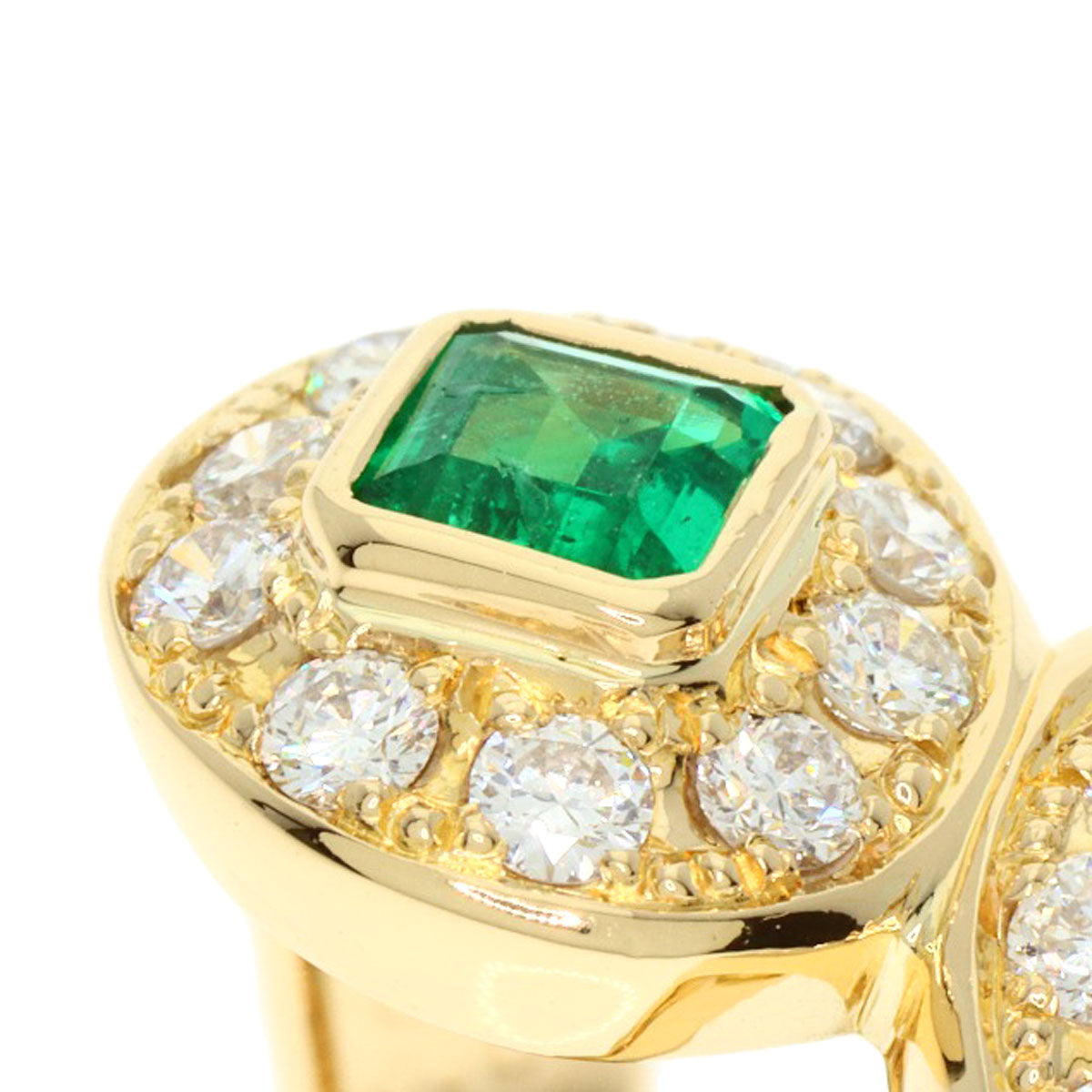 0.26ct Emerald Diamond Ring K18 Yellow Gold  8.27g　Ladies