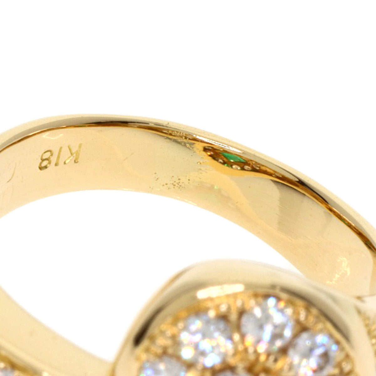 0.26ct Emerald Diamond Ring K18 Yellow Gold  8.27g　Ladies