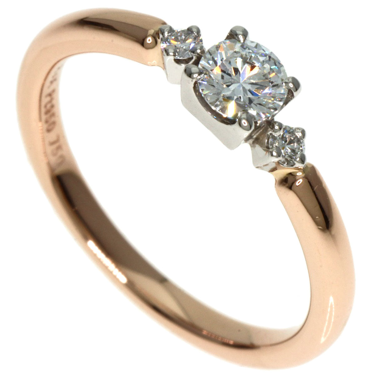 0.23ct Diamond Ring K18 Pink Gold PT950 2.47g　Ladies