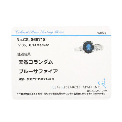2.05ct Blue sapphire diamond Ring Platinum PT900  5.5g　Ladies