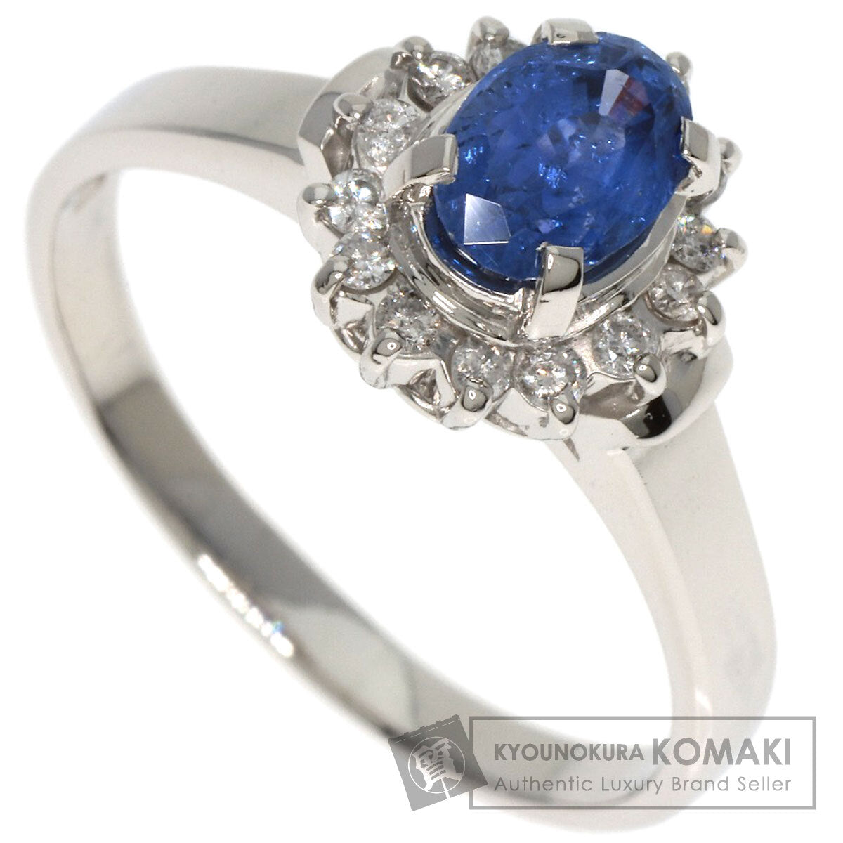 1ct Sapphire Diamond Ring Platinum PT900  5.8g　Ladies