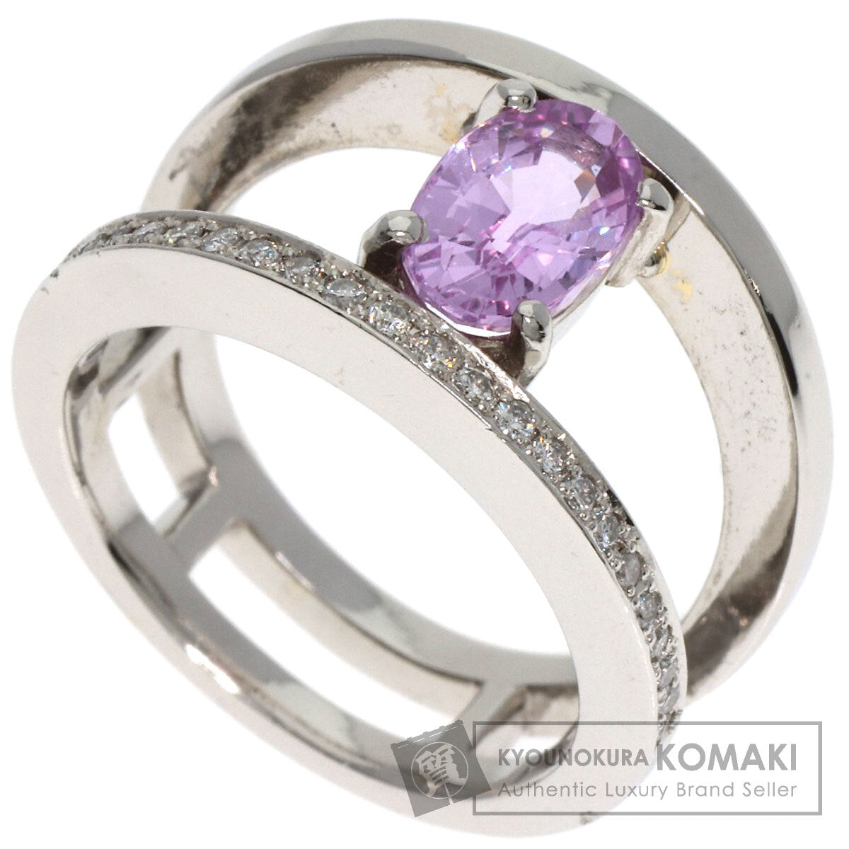 1.54ct Pink Sapphire Diamond Ring Platinum PT900  12.3g　Ladies