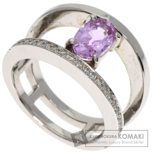 1.54ct Pink Sapphire Diamond Ring Platinum PT900  12.3g　Ladies