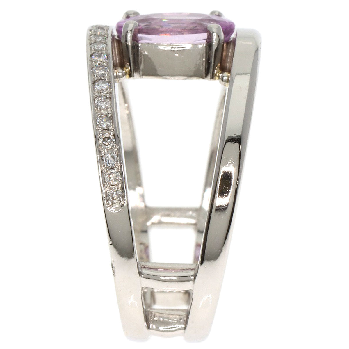 1.54ct Pink Sapphire Diamond Ring Platinum PT900  12.3g　Ladies