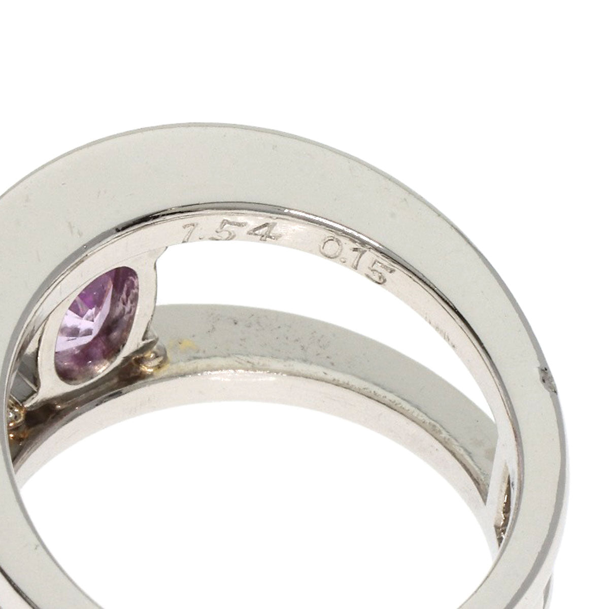 1.54ct Pink Sapphire Diamond Ring Platinum PT900  12.3g　Ladies