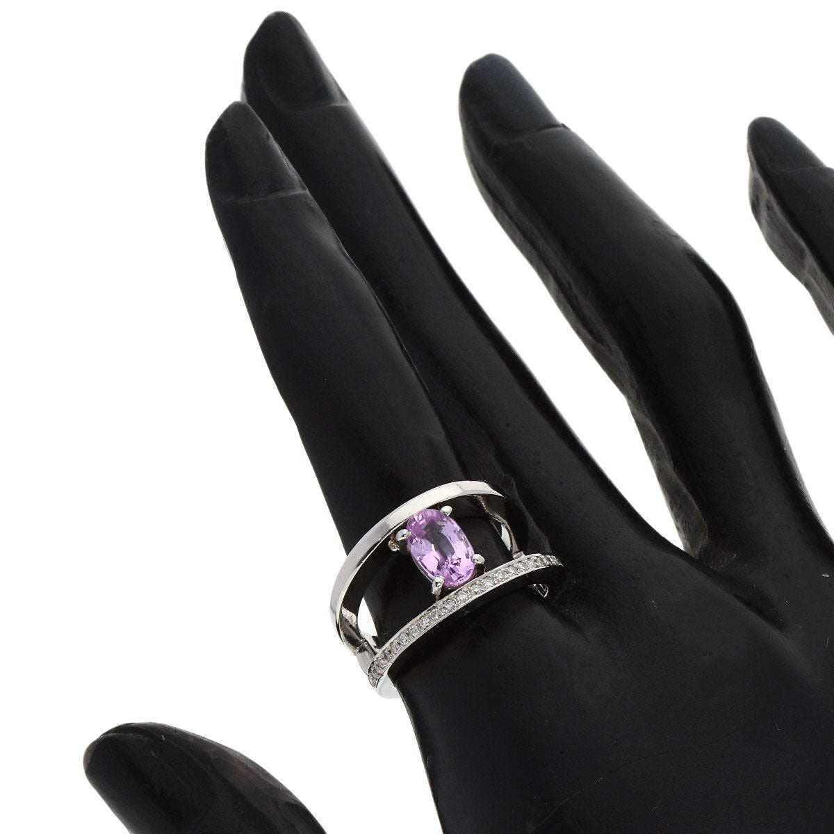 1.54ct Pink Sapphire Diamond Ring Platinum PT900  12.3g　Ladies