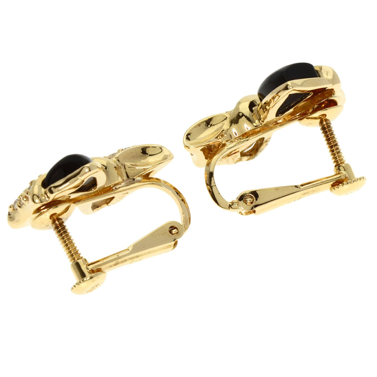 Onyx Shell Diamond Earring K18 Yellow Gold  7.9g　Ladies