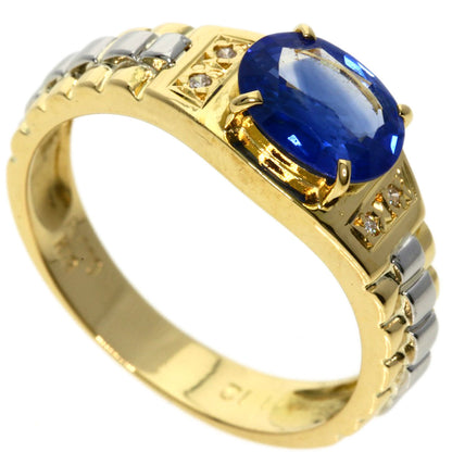 1.12ct Sapphire Diamond Ring K18 Yellow Gold PT900 3.88g　Ladies