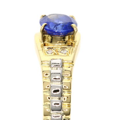 1.12ct Sapphire Diamond Ring K18 Yellow Gold PT900 3.88g　Ladies