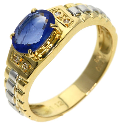 1.12ct Sapphire Diamond Ring K18 Yellow Gold PT900 3.88g　Ladies