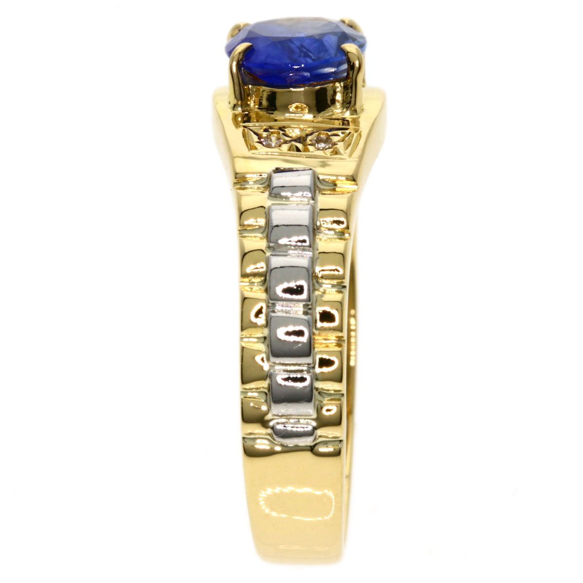 1.12ct Sapphire Diamond Ring K18 Yellow Gold PT900 3.88g　Ladies