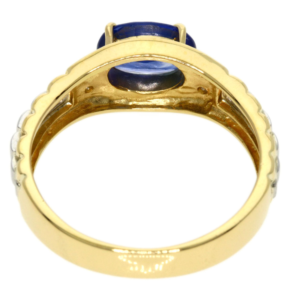 1.12ct Sapphire Diamond Ring K18 Yellow Gold PT900 3.88g　Ladies