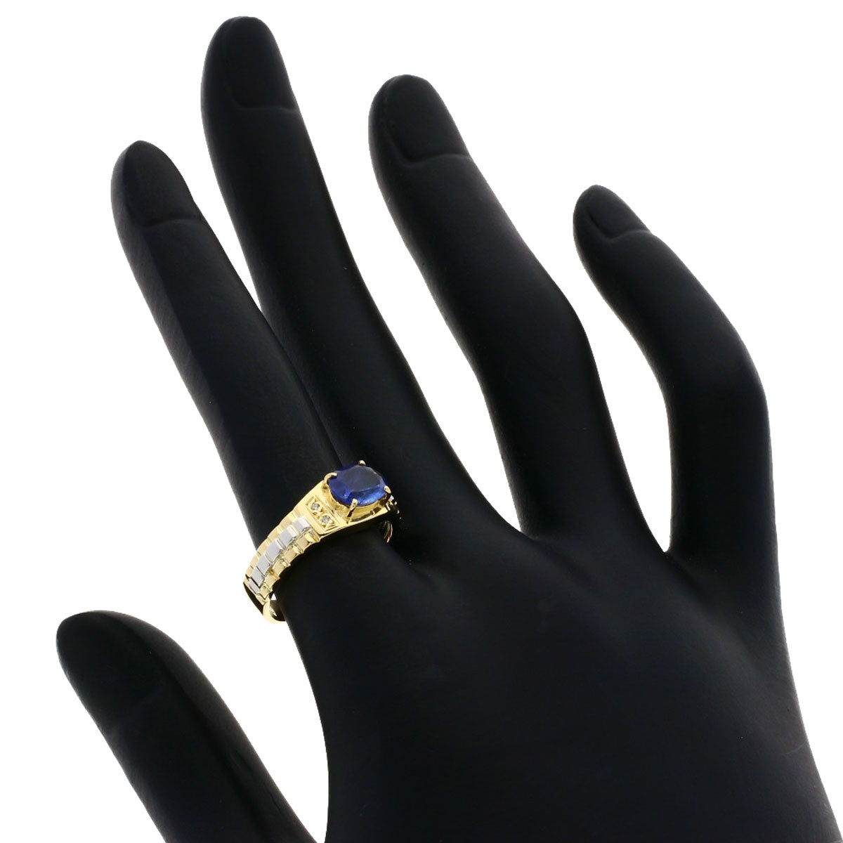 1.12ct Sapphire Diamond Ring K18 Yellow Gold PT900 3.88g　Ladies