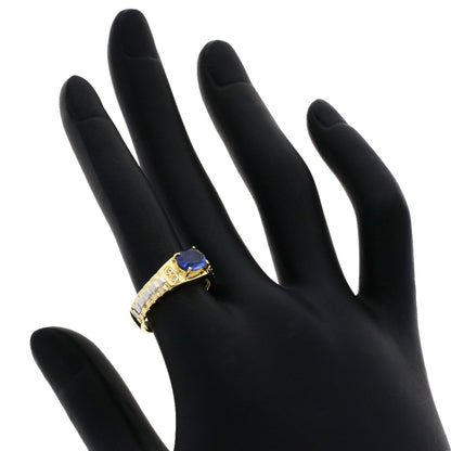 1.12ct Sapphire Diamond Ring K18 Yellow Gold PT900 3.88g　Ladies