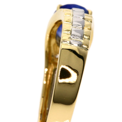 1.12ct Sapphire Diamond Ring K18 Yellow Gold PT900 3.88g　Ladies